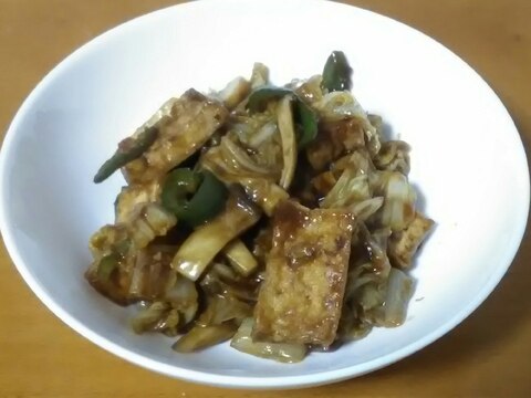 白菜炒めの素で！肉なし白菜と厚揚げの炒め